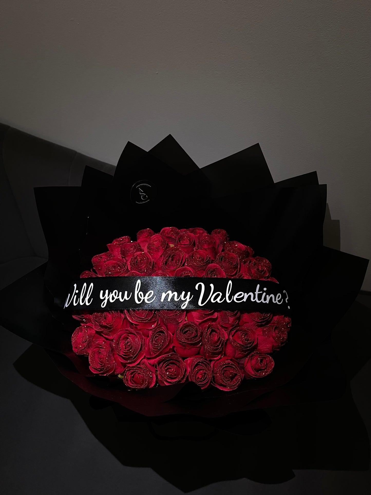 Valentine proposal bouquet (50 artificial roses)