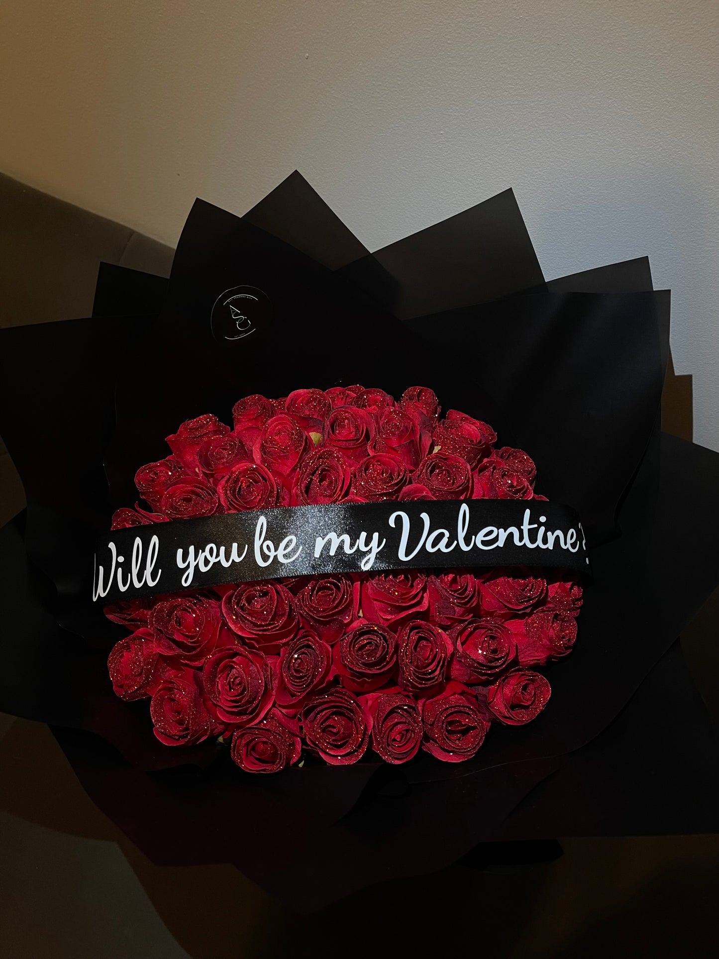 Valentine proposal bouquet (50 artificial roses)