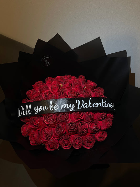 Valentine proposal bouquet (50 artificial roses)