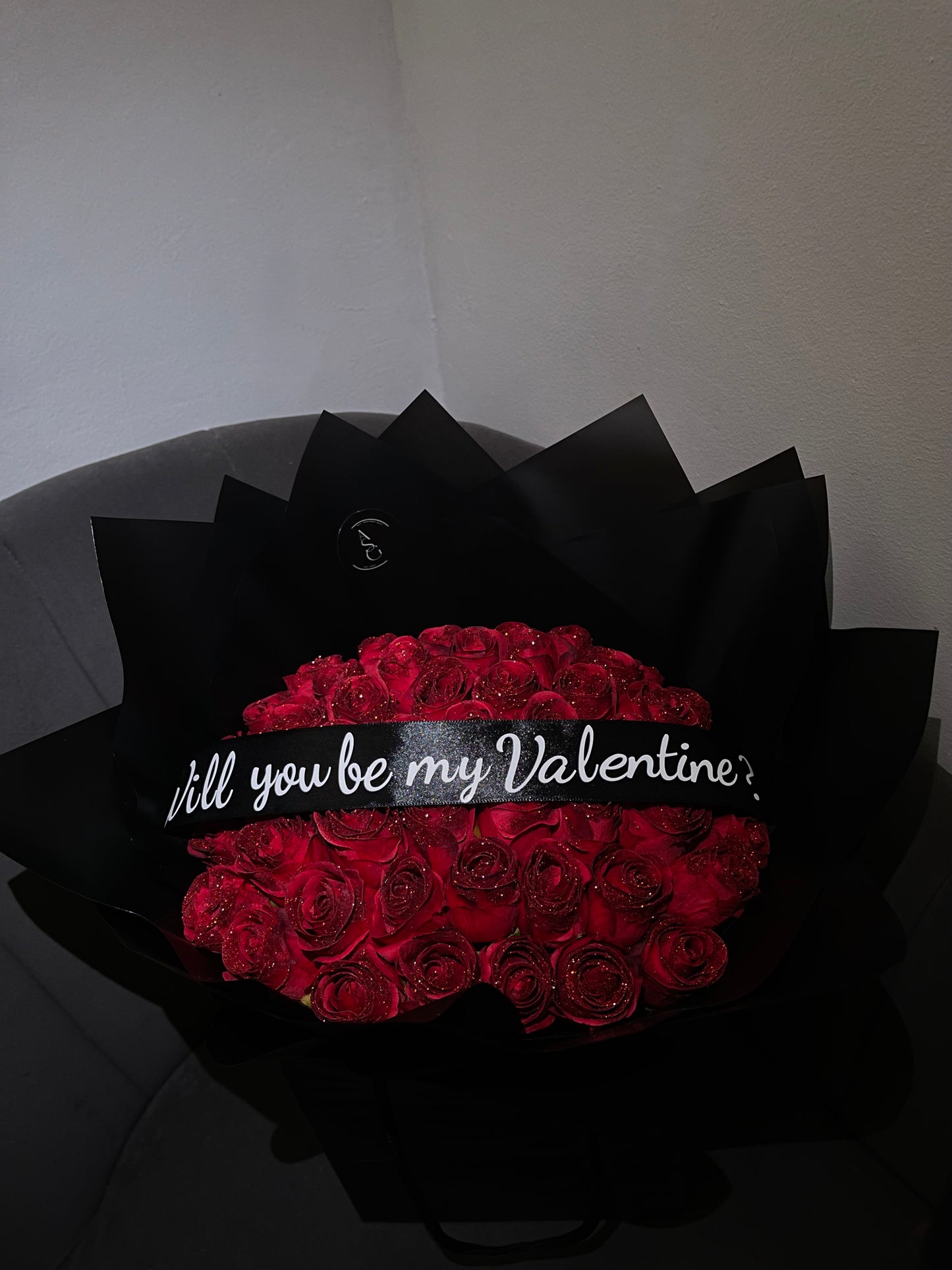 Valentine proposal bouquet (50 artificial roses)